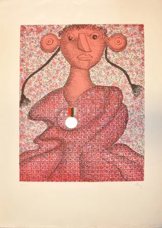 Etching Baj - Marguerite d'Angouleme, Reine de Navarre