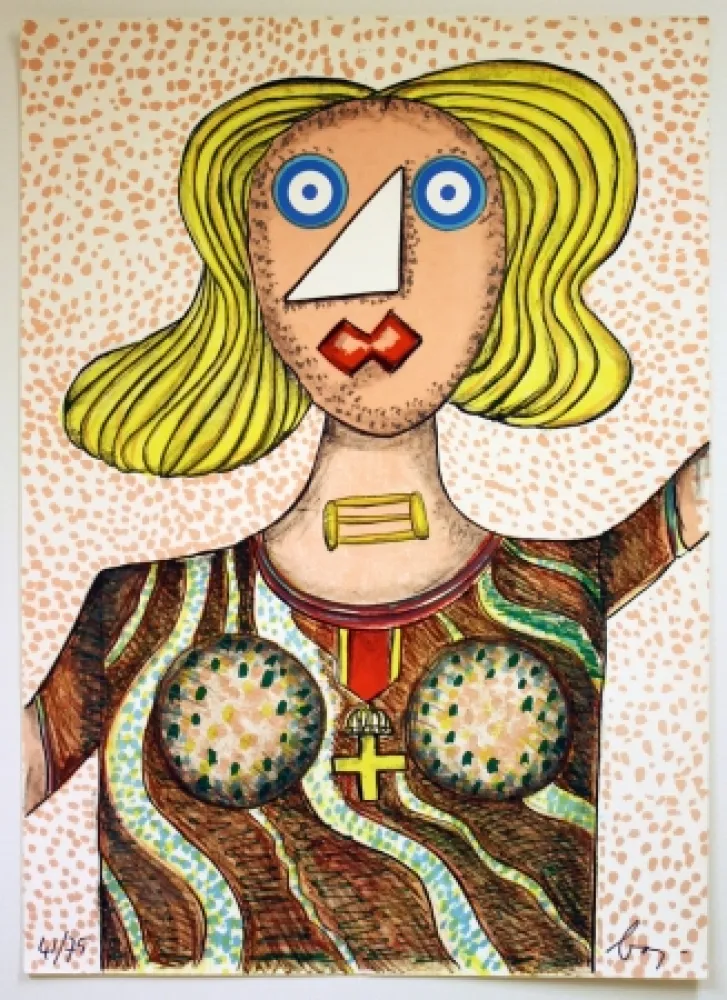 Lithograph Baj - Swedish Lady