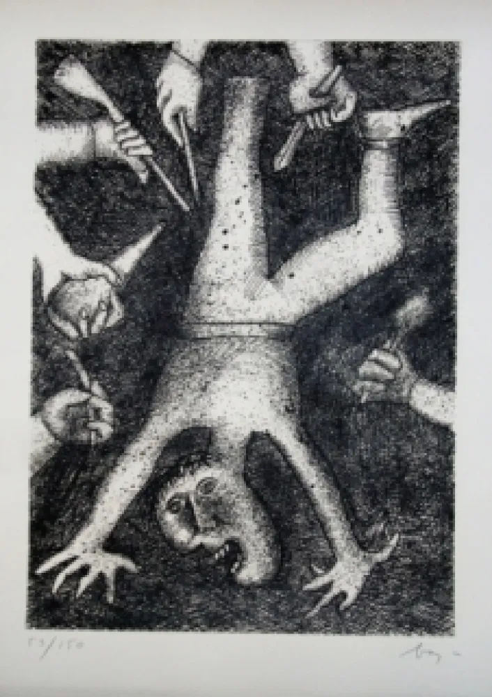 Drypoint Baj - Tête à l'envers