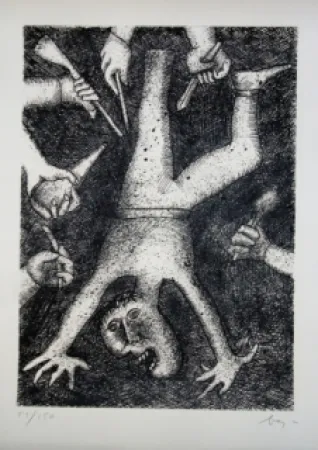 Drypoint Baj - Tête à l'envers