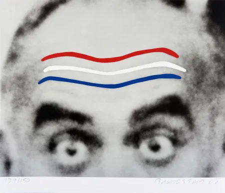 Screenprint Baldessari - Raised Eyebrows/Furrowed Foreheads (Red, White, and Blue) from the Artists for Obama Portfolio
