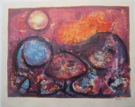 Lithograph Balle - Under rød himmel -Under the red sky