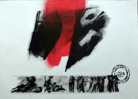 Lithograph Balmes - El rojo gota a gota va naciendo