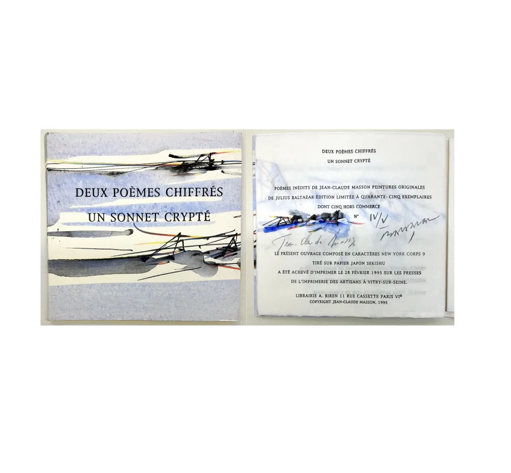 Illustrated Book Baltazar - DEUX POÈMES CHIFFRÉS UN SONNET CRYPTÉ. Peintures originales (1995)