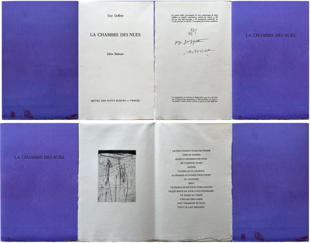 Engraving Baltazar - Guy Goffette: LA CHAMBRE DES NUES. Poème inédit (2007)