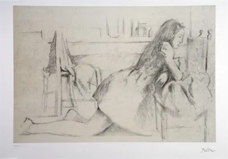 Lithograph Balthus - Jeune fille agenouillée