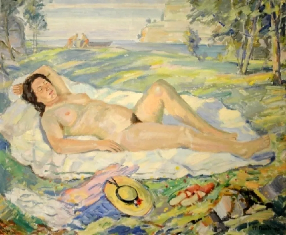 No Technical Bandi - (Liegender Akt in südlicher Landschaft)