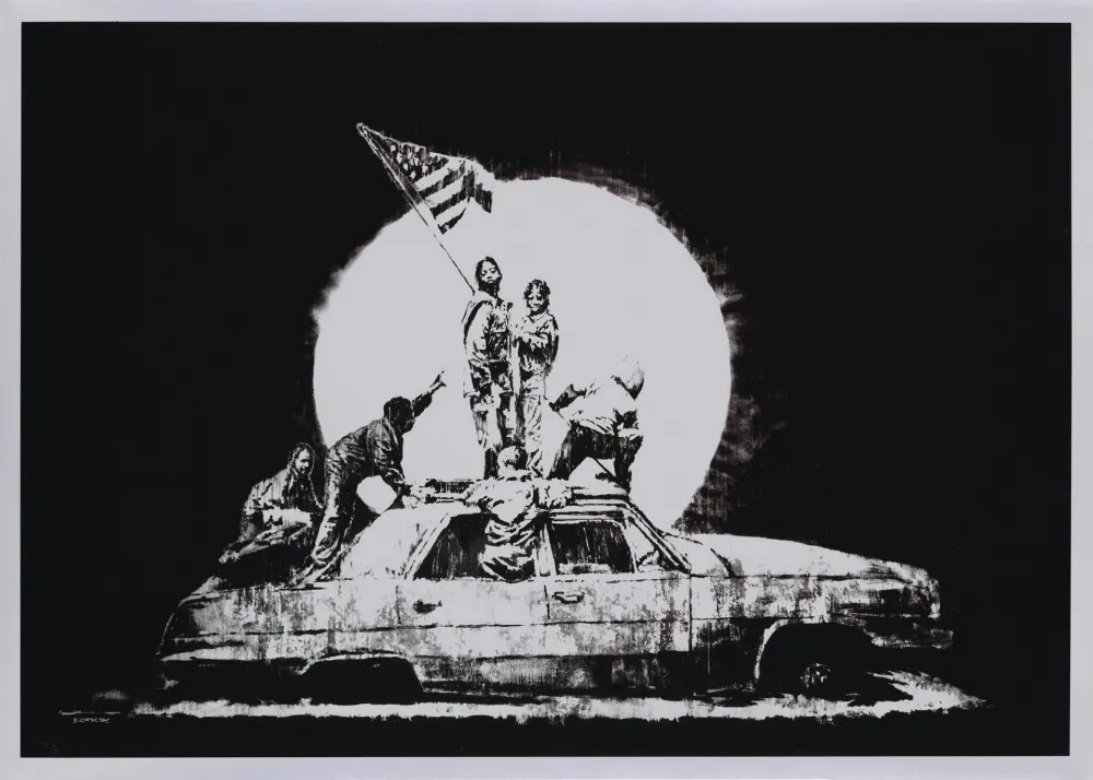 Screenprint Banksy - FLAG (SILVER)
