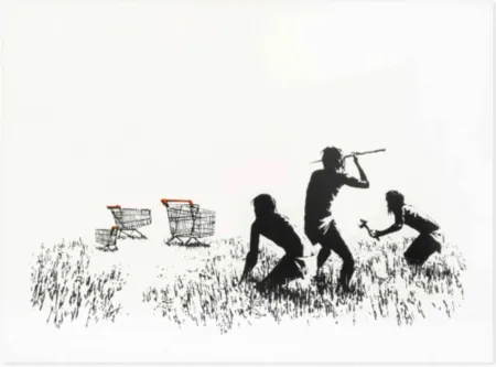 Screenprint Banksy - Trolleys (Black & White Unsigned)