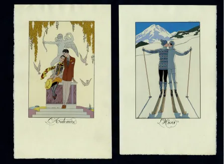 Illustrated Book Barbier - FALBALAS ET FANFRELUCHES. Almanach des modes présentes, passées et futures pour 1922, 1923, 1924, 1925 et 1926. Collection complète