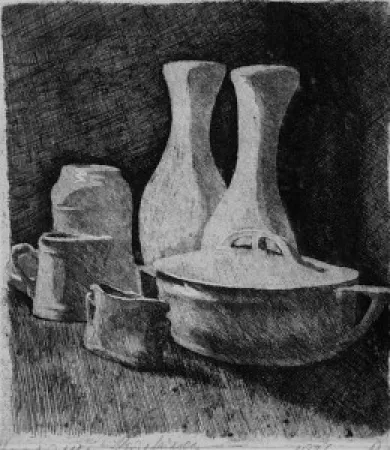 Engraving Barbisan - Natura morta