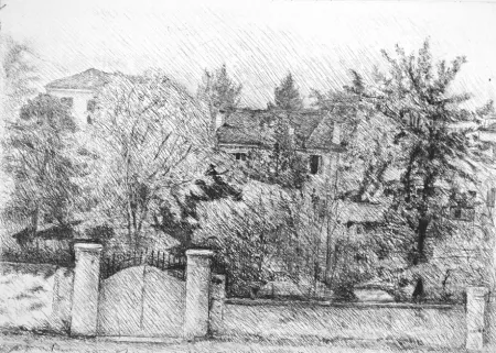 Engraving Barbisan - Paesaggio trevigiano