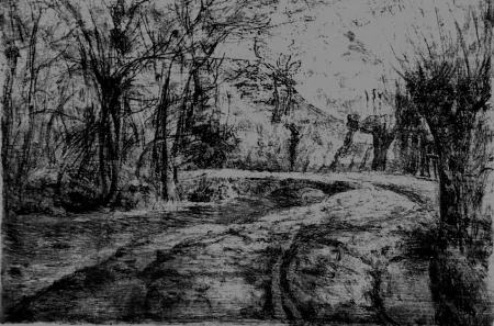 Drypoint Barbisan - Strada di campagna