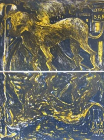 Lithograph Barcelo - Chien sous la pluie