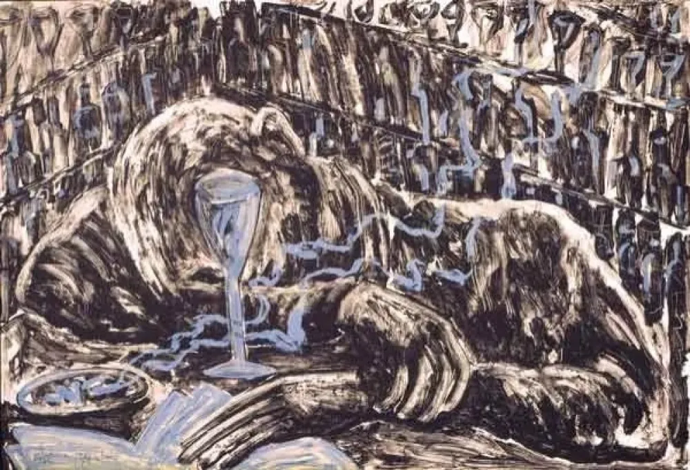 Lithograph Barcelo - Hombre Borracho en un bar