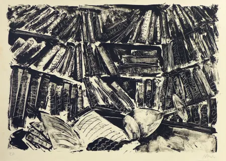 Lithograph Barcelo - La bibliothèque