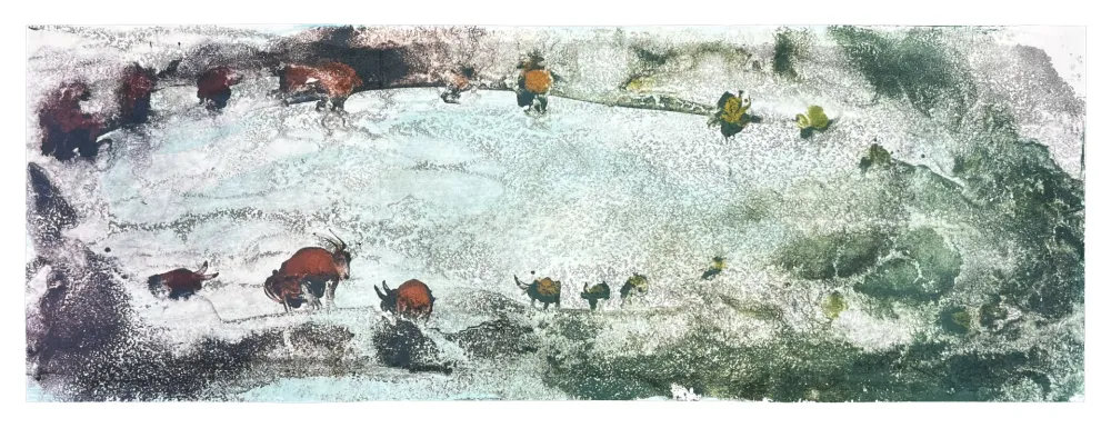 Lithograph Barcelo - La Chèvre du Tibet