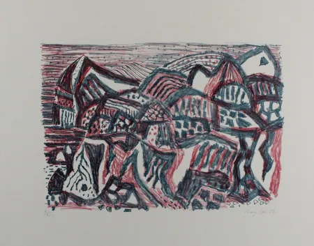 Lithograph Bargheer - Vulkanische Landschaft