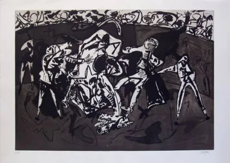 Etching And Aquatint Barjola  - Caída y cogida