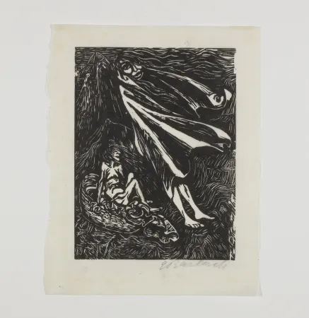 Woodcut Barlach - Hexenreise (Witches' Journey)