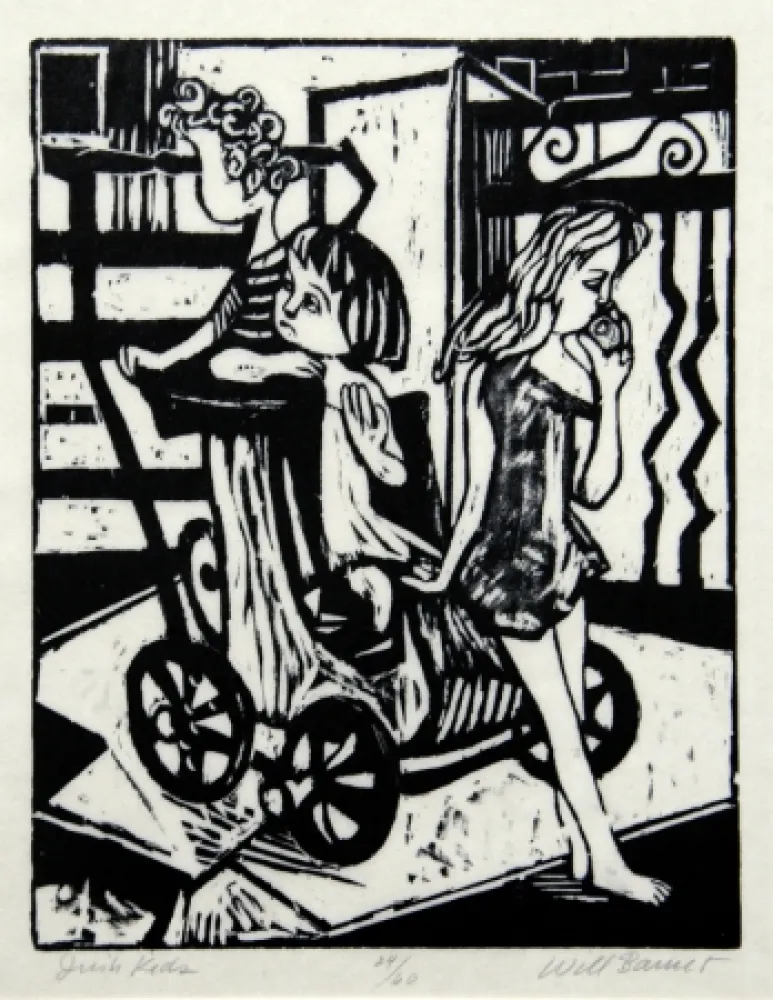 Woodcut Barnet - Irish Kids (from portfolio, 