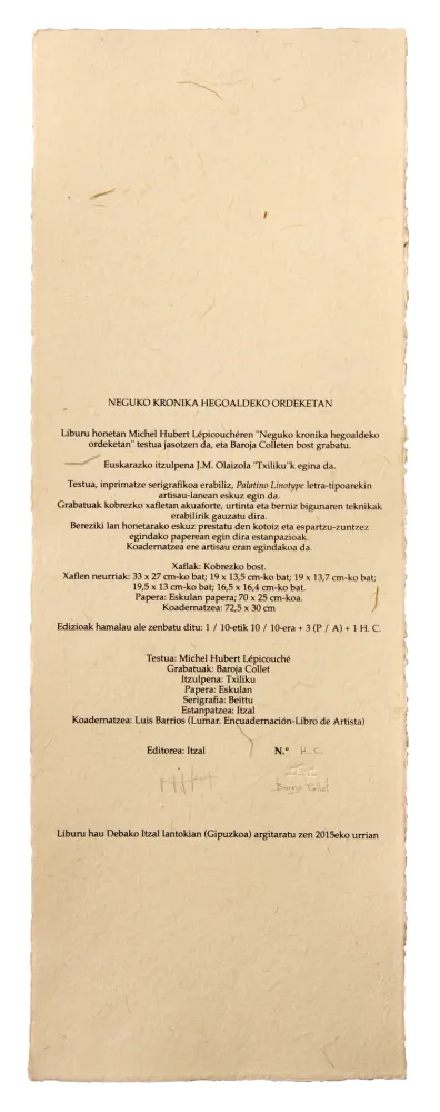 Illustrated Book Baroja-Collet - Neguko kronika hegoaldeko ordeketan