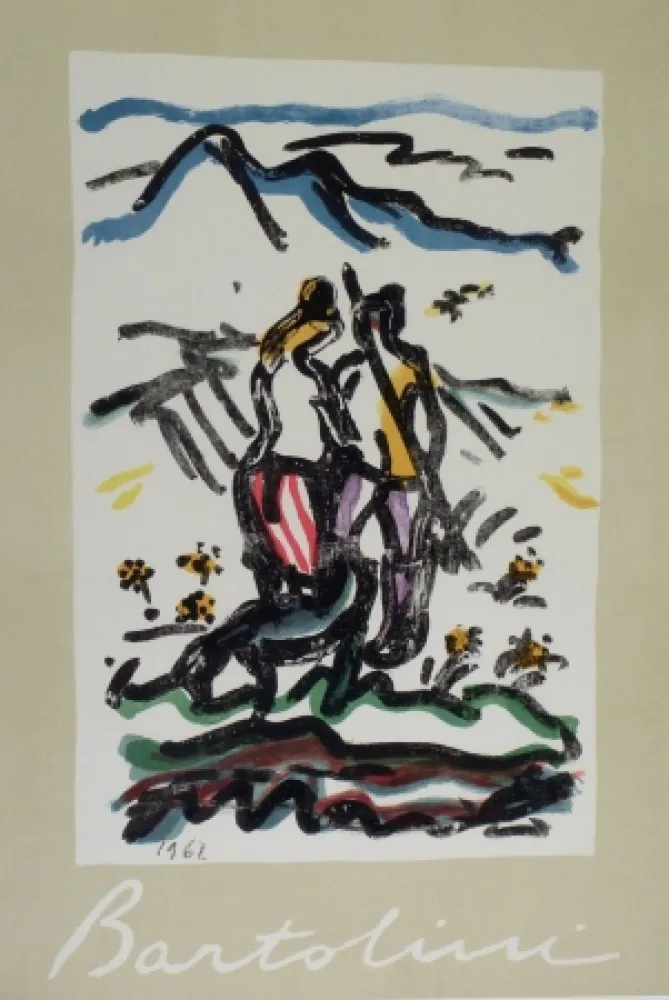 Lithograph Bartolini - Cacciatore felice