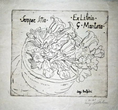 Engraving Bartolini - Ex libris G.Mantero-Genziane
