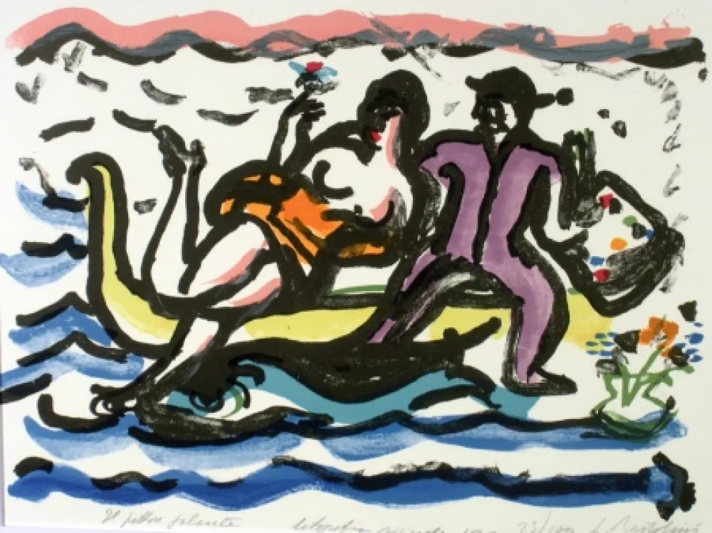 Lithograph Bartolini - Il pittore galante