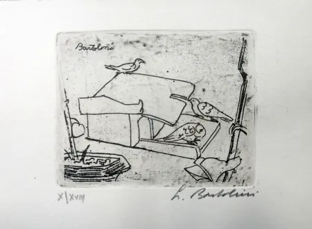 Engraving Bartolini - La casa dei colombi