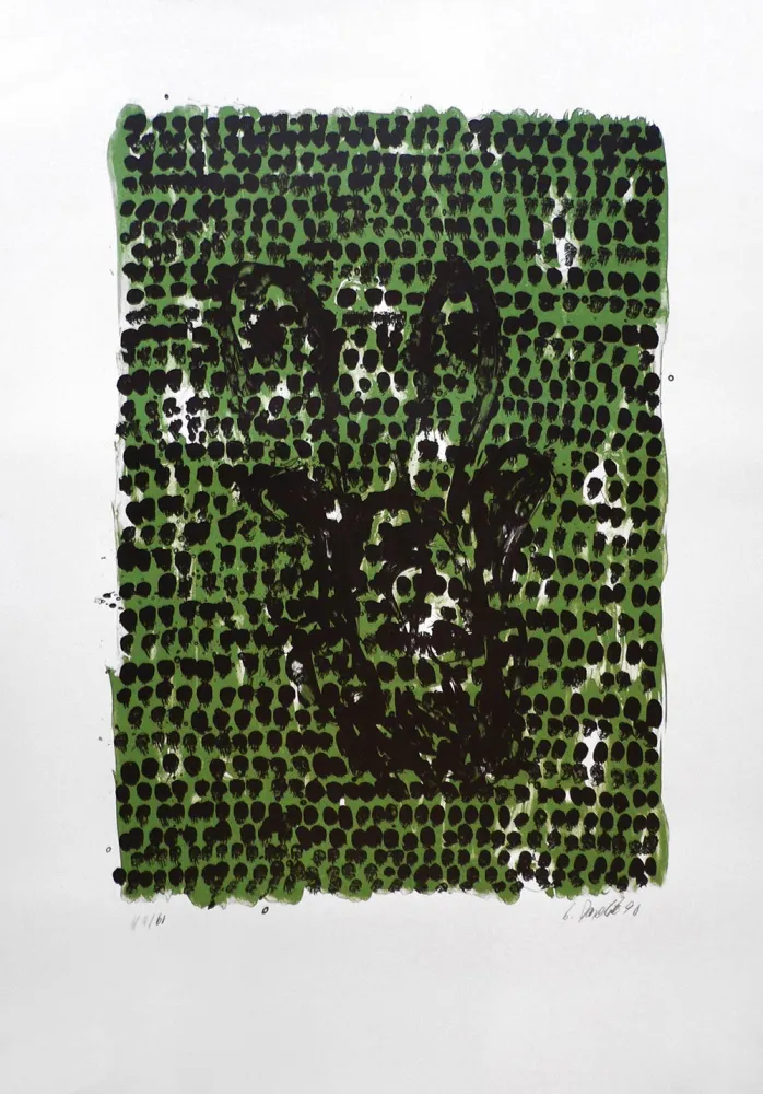 Lithograph Baselitz - GRUNES TUCH