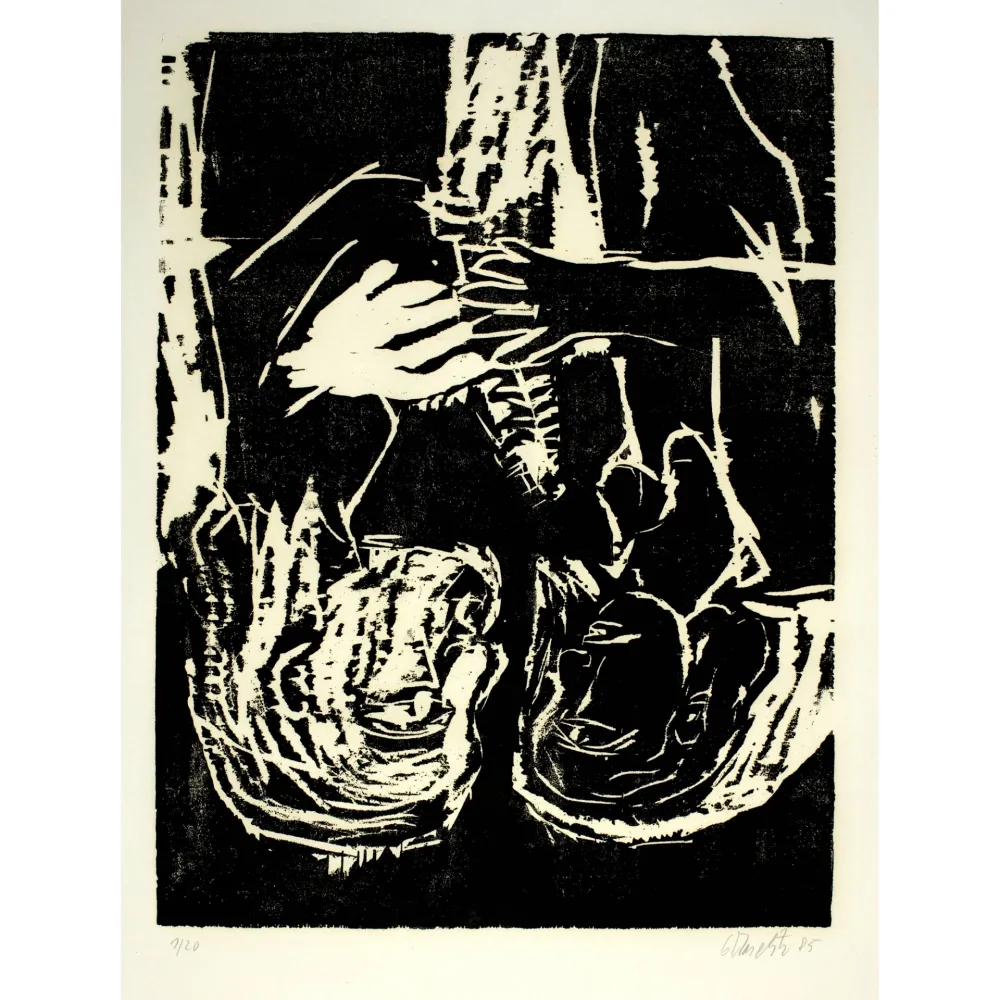 Lithograph Baselitz - Mann und Frau III (mit Tanne), 1985