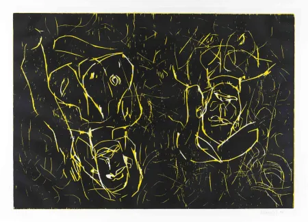 Woodcut Baselitz - Woman and woman