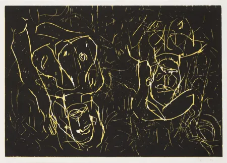 Woodcut Baselitz - Woman and woman