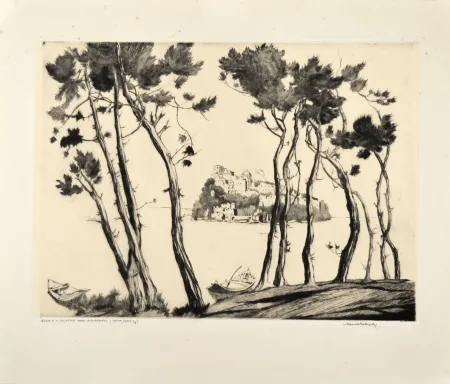 Drypoint Battigelli - ISCHIA E IL CASTELLO DEGLI ARAGONESI