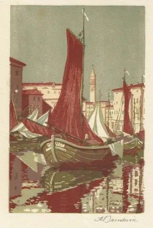Linocut Baudnik - Venedig / Venice