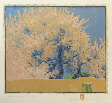 Woodcut Baumann - Green Gate Orchard