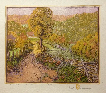 Woodcut Baumann - Rose Farm