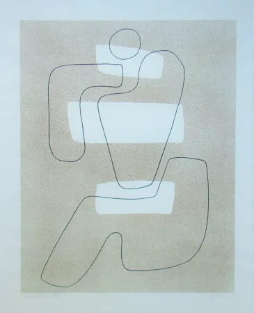 Lithograph Baumeister - Linienfigur mit hellen Flächen