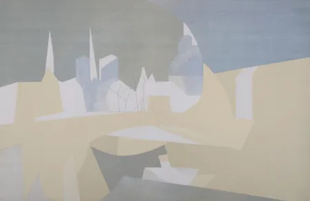 Lithograph Beaudin - Ville et paquebot, 1962