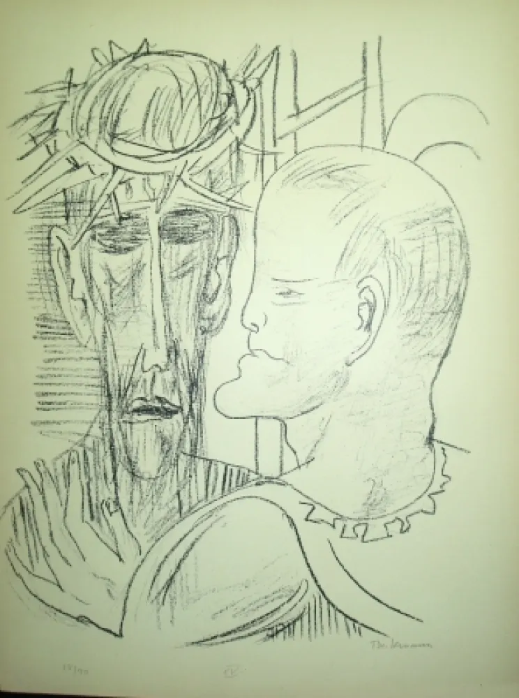 Lithograph Beckmann - Christ and Pilate