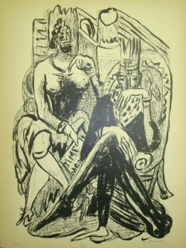 Lithograph Beckmann - King and Demagogue