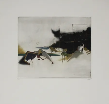 Etching And Aquatint Beeri - Graue Landschaft / Gray Landscape