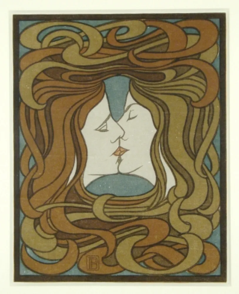 Woodcut Behrens - Der Kuss (The Kiss)
