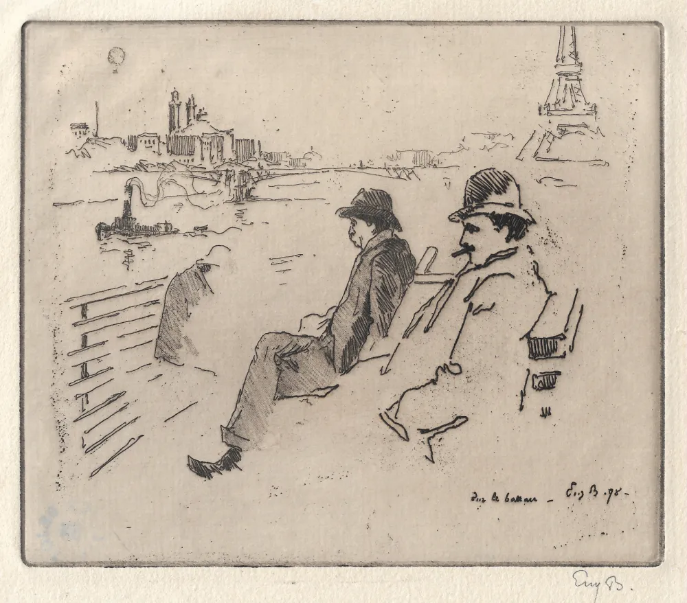 Etching Bejot - Sur le bateau