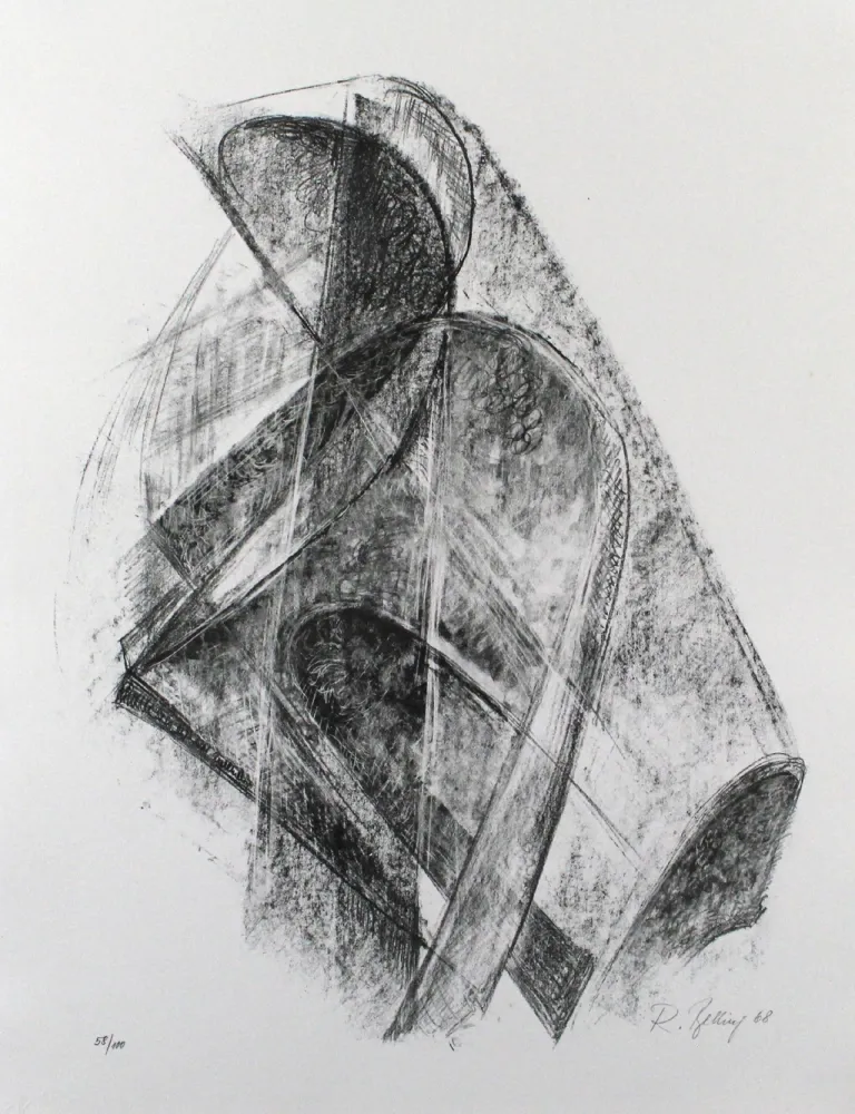 Lithograph Belling - Entwurf für eine Plastik