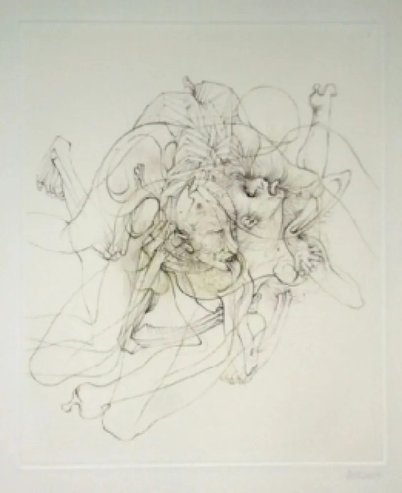 Etching Bellmer - Dialogue entre un prêtre et un moribond