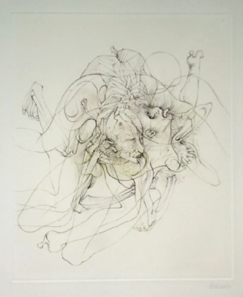 Etching And Aquatint Bellmer - Dialogue entre un prêtre et un moribond