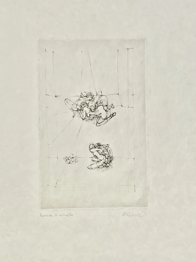 No Technical Bellmer -  Eau-forte Couple, circa 1971 - Epreuve d'artiste sur papier de soie