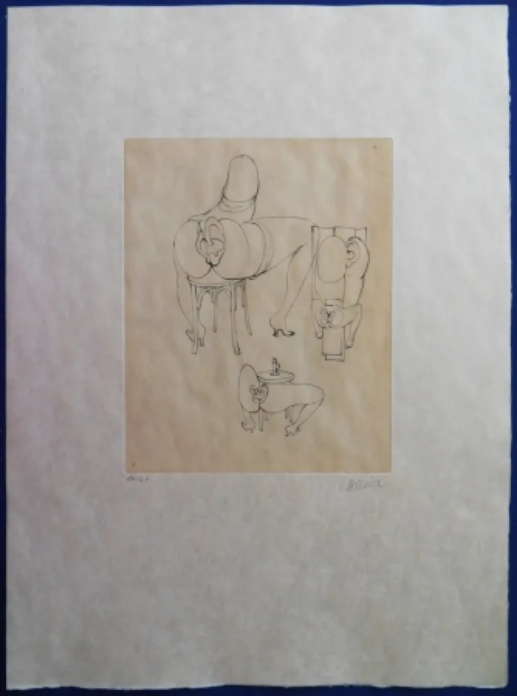 Etching Bellmer - Elle s'est assise